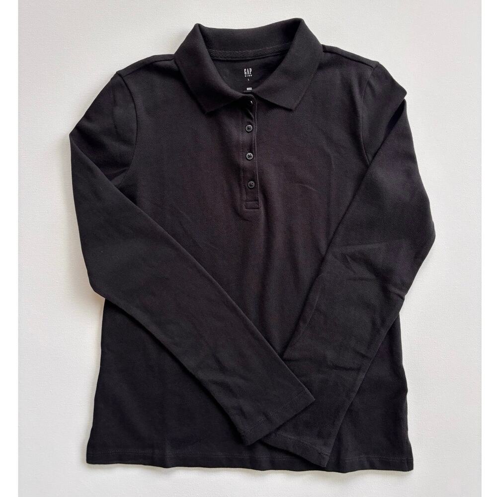 Gap Kids Uniform Stretch Pique Polo Shirt Kids Size 10 Black NWT